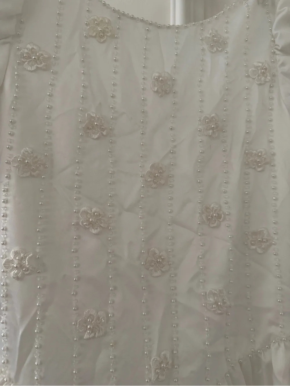 White Embellished Puff-Sleeve Girls communion Dress by JJ Anjorden